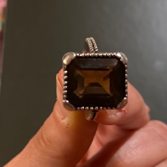 Antique Smoky Quartz and Sterling Silver ring - Picture 2 of 4